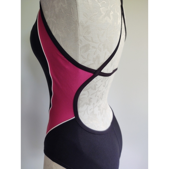 Speedo Women's Axcel Splice Swimsuit Black Pink Size 8 - Picture 6 of 11